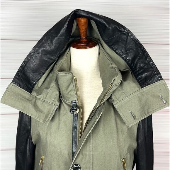 MACKAGE Montreal Zip Front Hooded Jacket with Leather Sleeves Removable Lining M - Picture 9 of 15